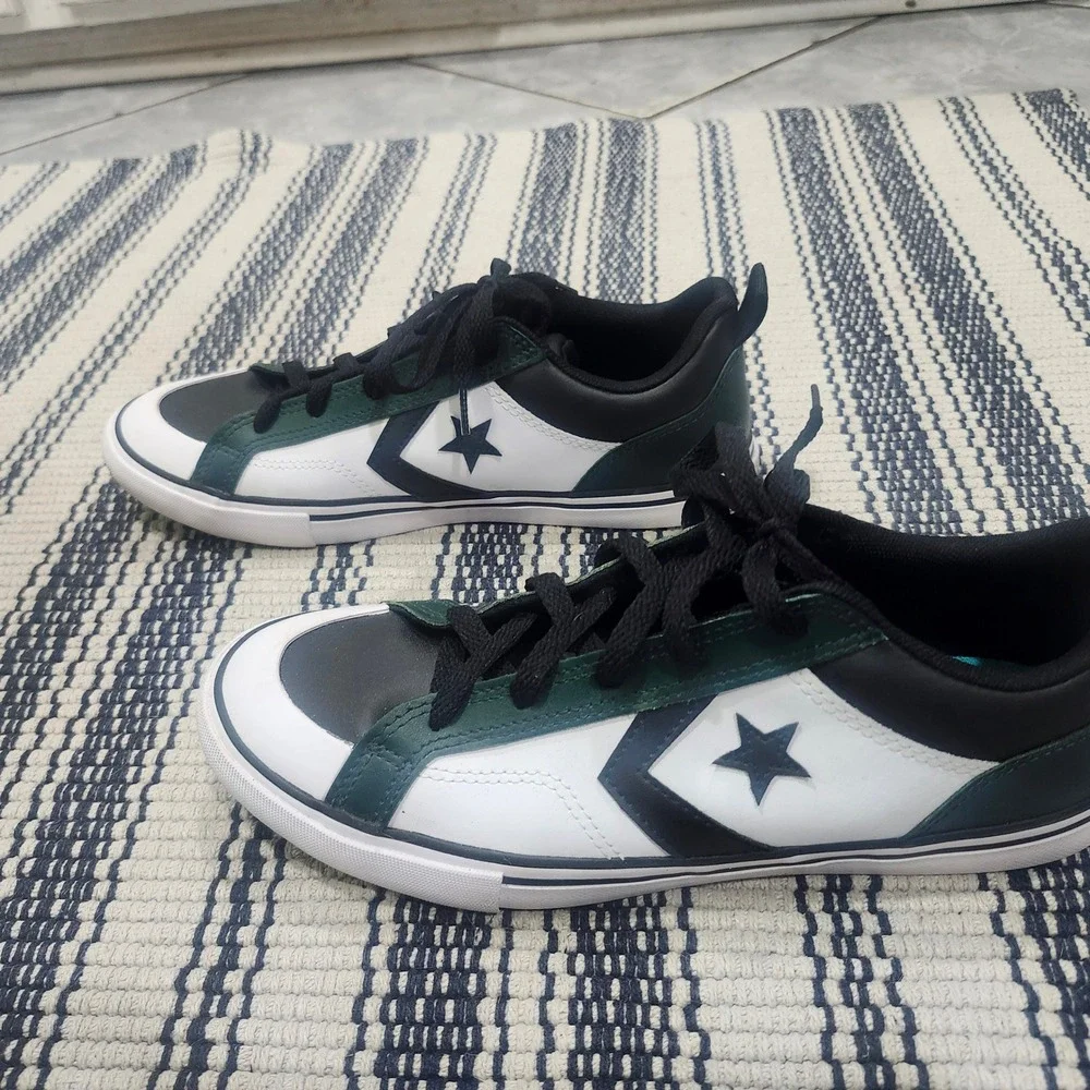 Converse Star Player 76 Kids Shoes White Green Black Leather A09331C Size 6Y